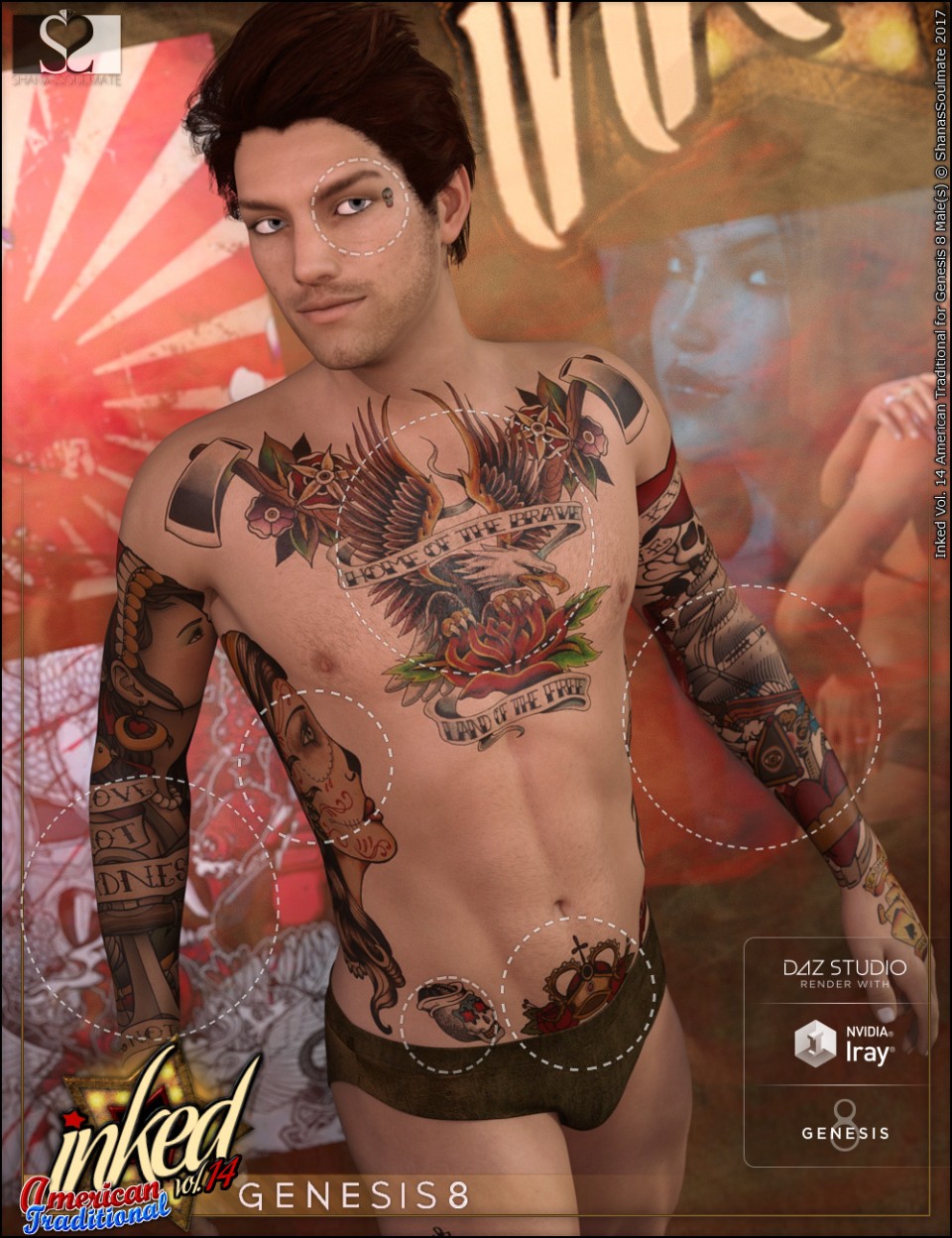 Inked Vol.14: American Traditional for Genesis 8 Male(s)_DAZ3DDL