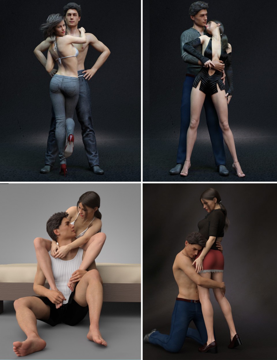 Intertwining Poses for Victoria 8 and Michael 8_DAZ3D下载站