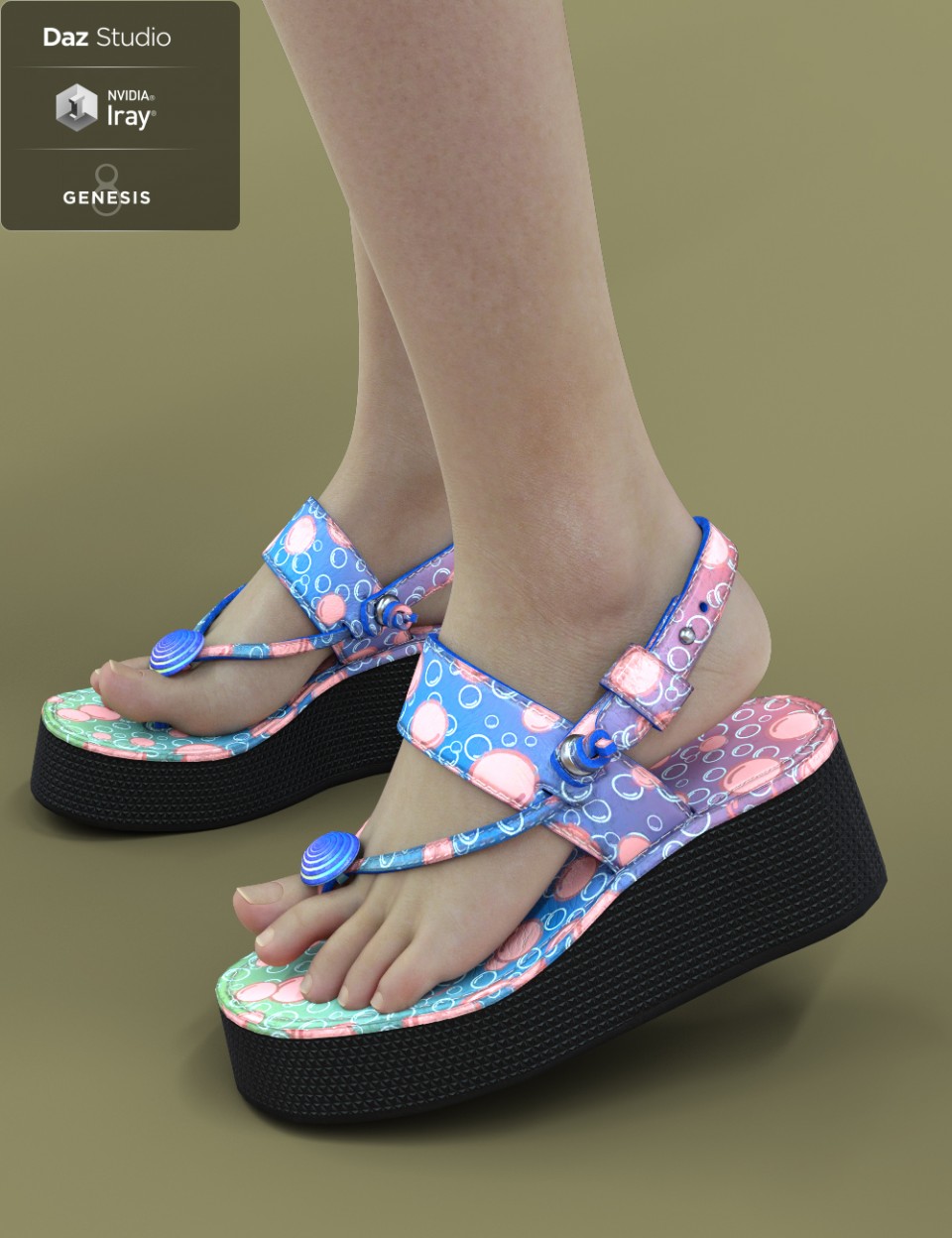 Jiwoo Sandals for Genesis 8 Female(s)_DAZ3D下载站