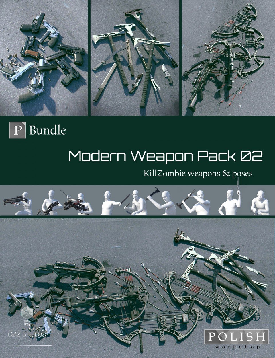 KillZombie Modern Weapon Pack Bundle 02_DAZ3DDL