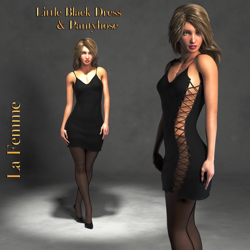La Femme Little Black Dress and Stockings_DAZ3D下载站