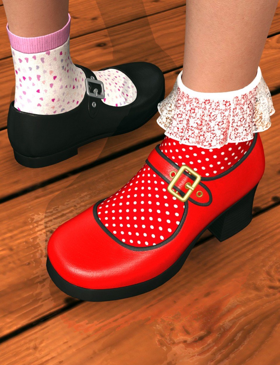 Mary Janes and Socks for Genesis 2 Female(s)_DAZ3DDL