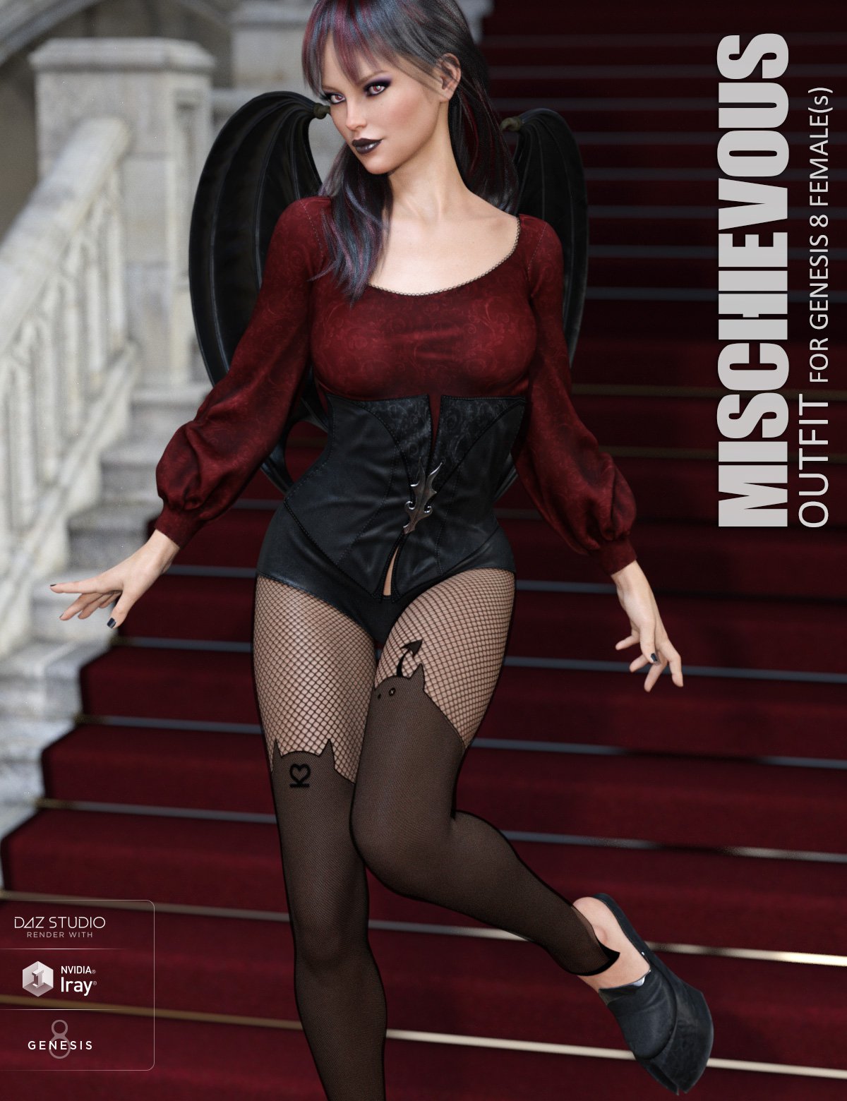 Mischievous Outfit for Genesis 8 Females_DAZ3D下载站