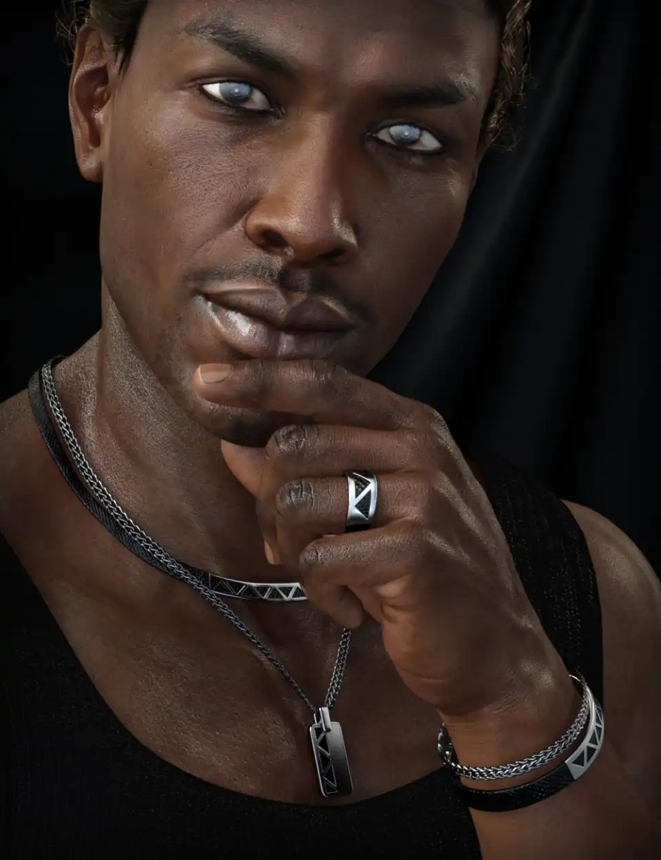 Modern Steel Jewelry for Genesis 3 Male(s)_DAZ3DDL