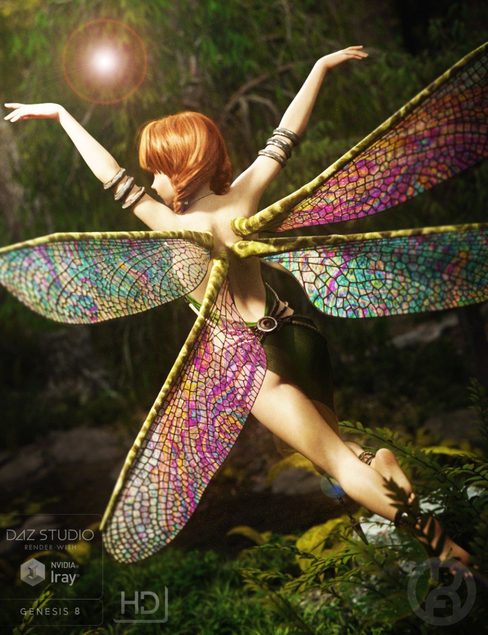 Natural Fae Wings for Genesis 8_DAZ3D下载站