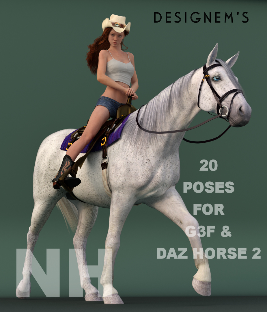 Natural horse – G3F & DAZ Horse 2 poses_DAZ3D下载站