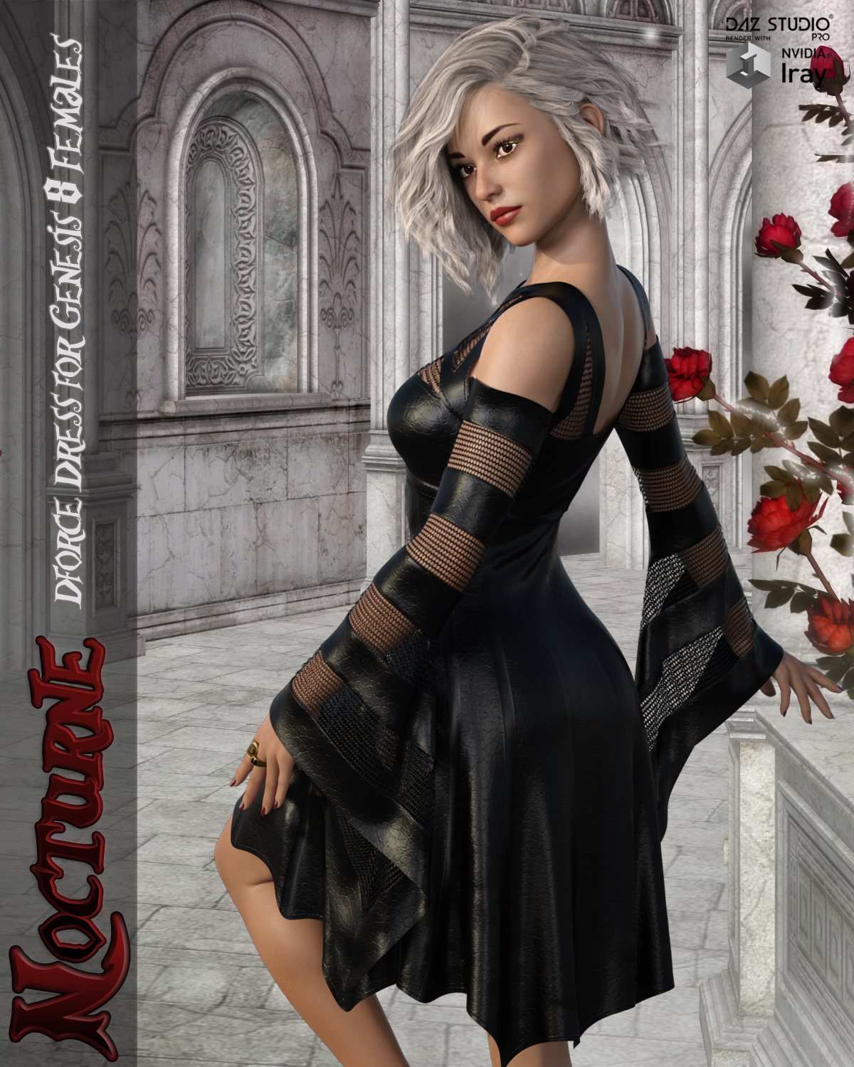 Nocturne – dForce dress for Genesis 8 Females_DAZ3D下载站