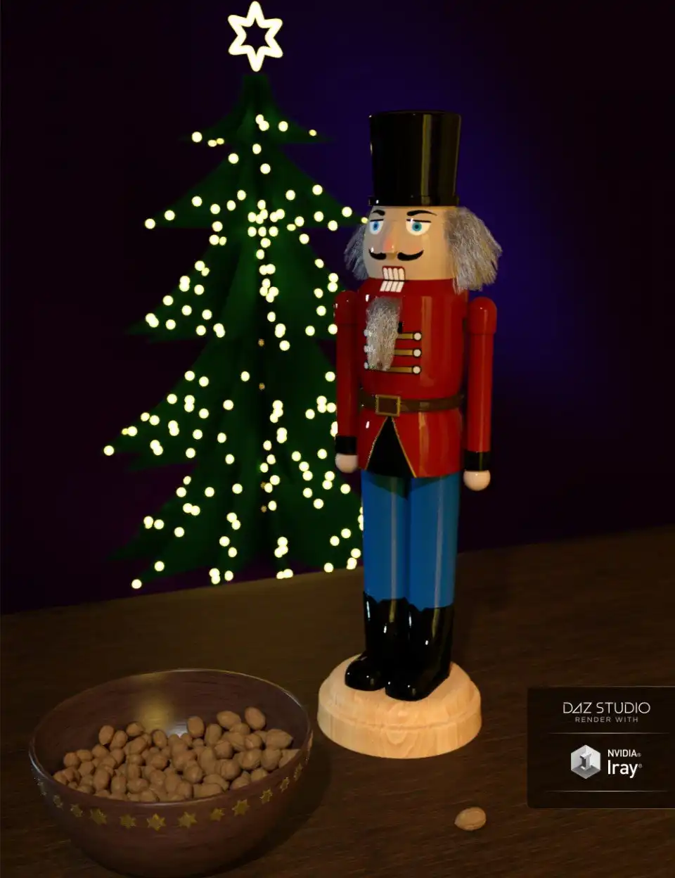 Nutcracker with Strand Based Hair and Bowl with Walnuts_DAZ3D下载站