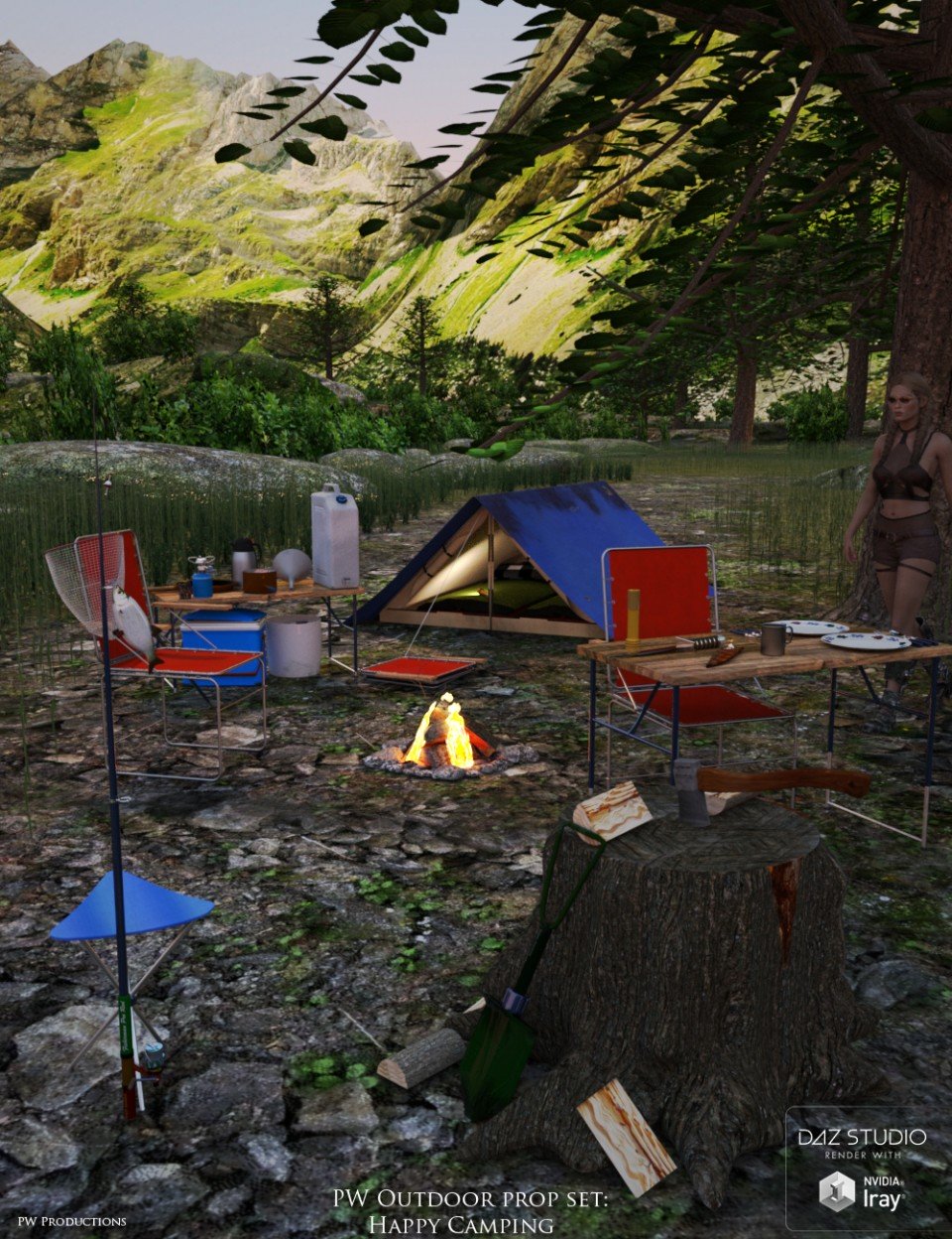 PW Happy Camping Outdoor Prop Set_DAZ3D下载站