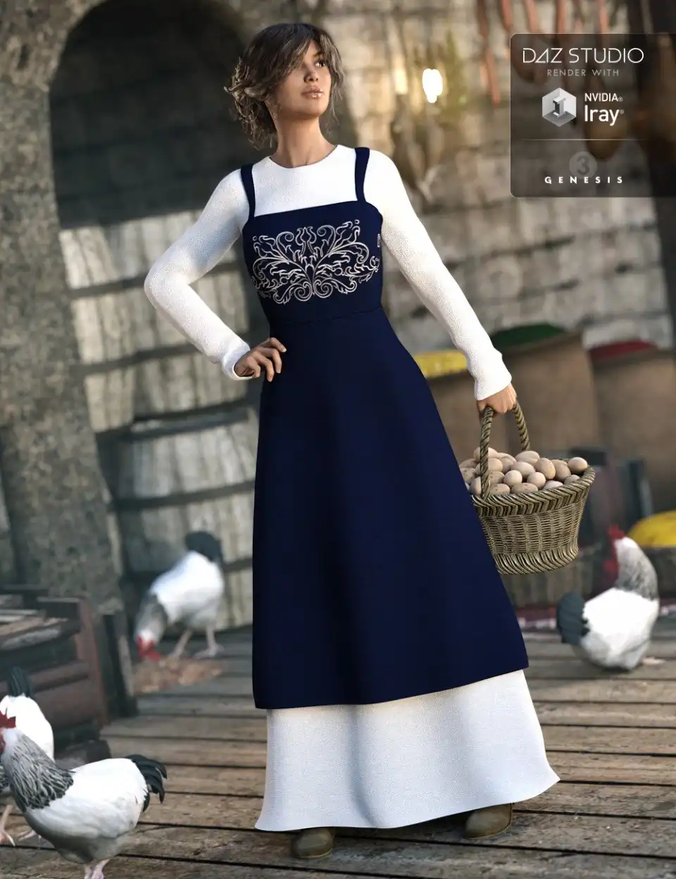 Peasant Dress for Genesis 3 Female(s)_DAZ3DDL