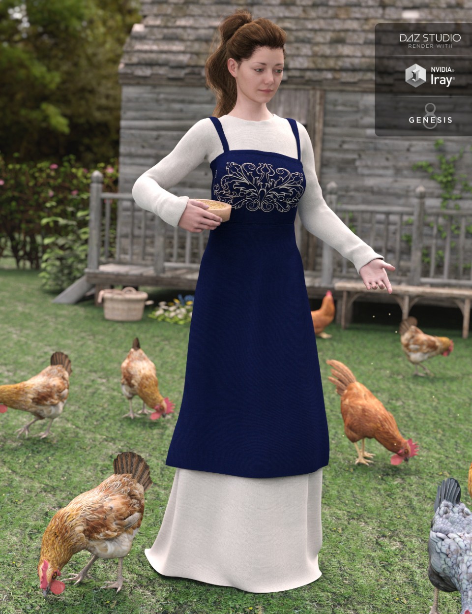 Peasant Dress for Genesis 8 Female(s)_DAZ3D下载站