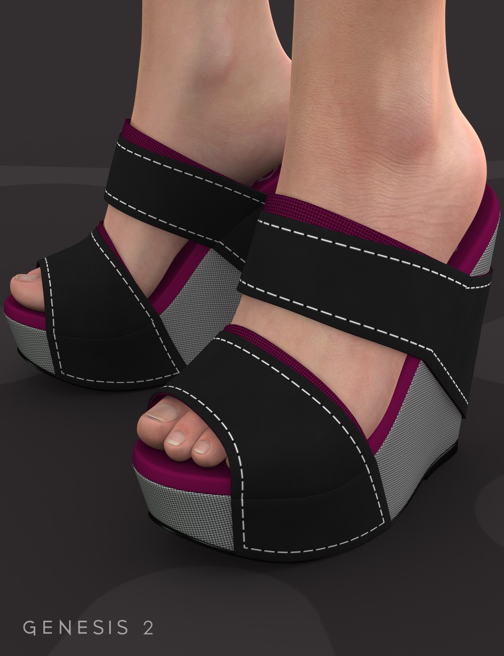 Platform Wedge Shoes for Genesis 2 Female(s)_DAZ3D下载站