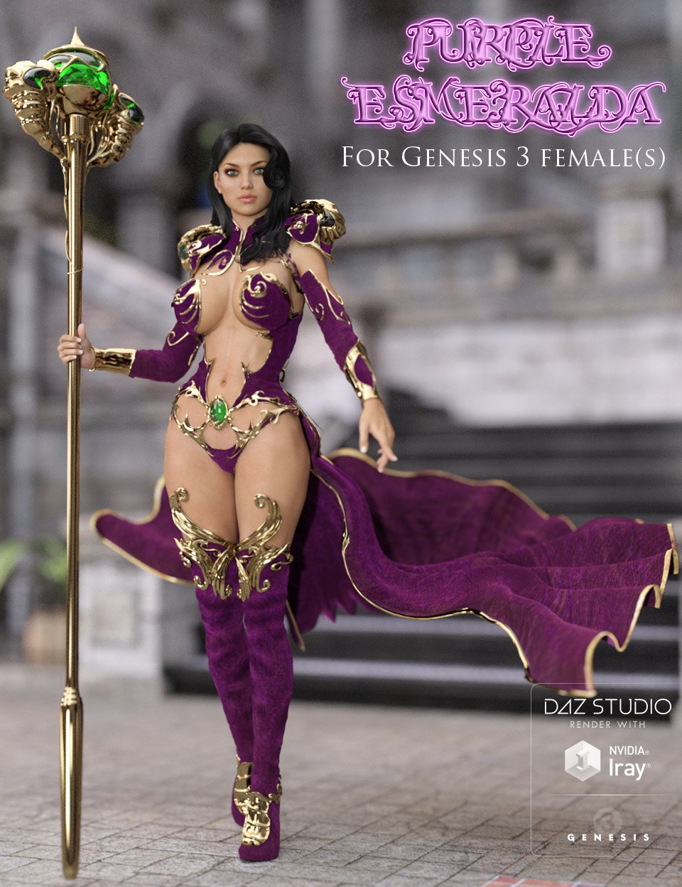 Purple Esmeralda for Genesis 3 Female(s)_DAZ3D下载站
