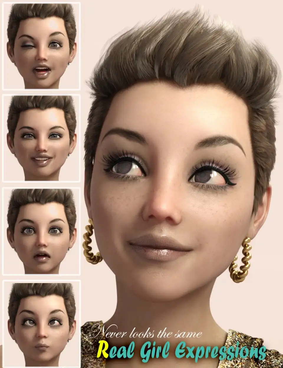 RealGirl Expressions for Genesis 3 Female(s)_DAZ3D下载站