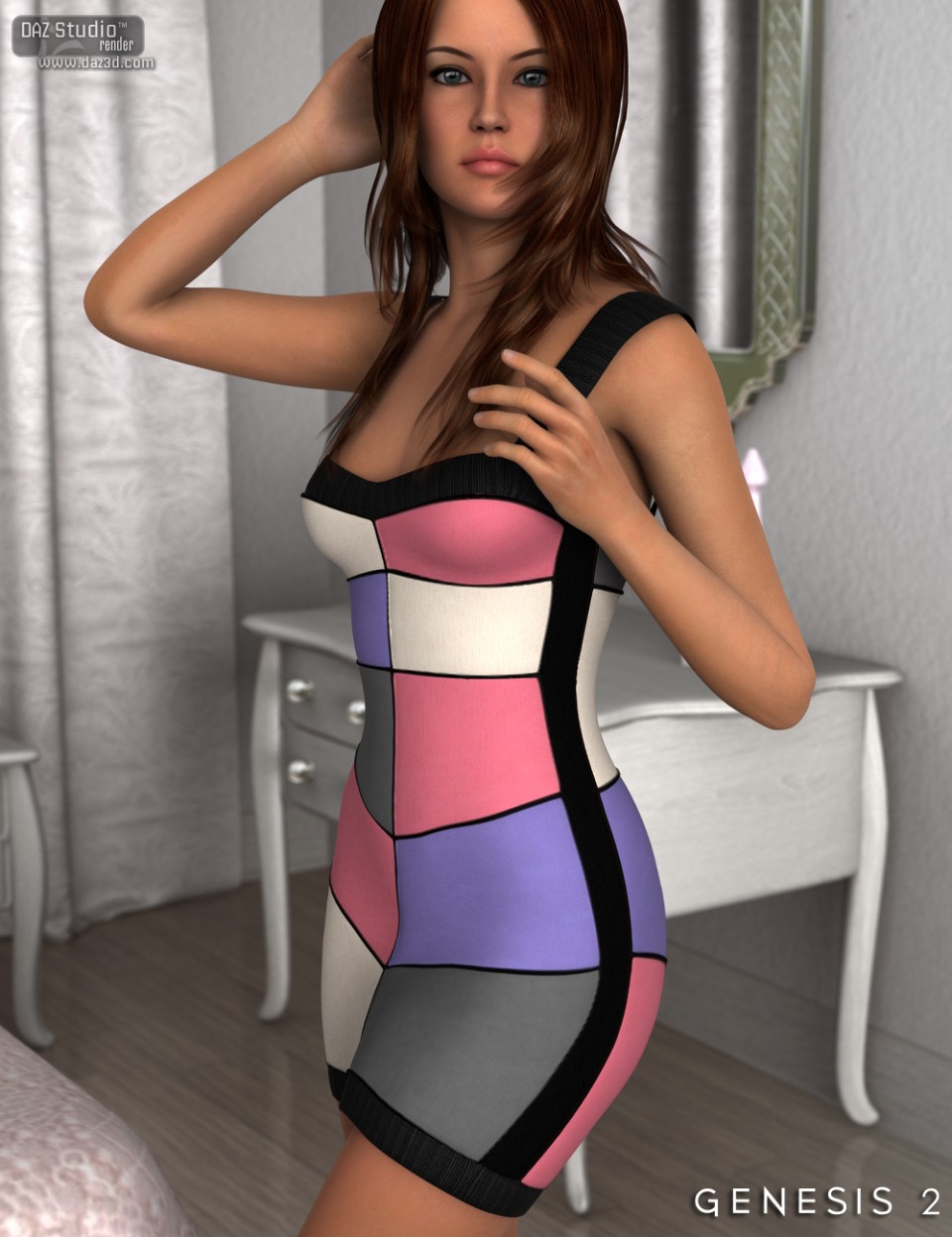 Rhea Dress for Genesis 2 Female(s)_DAZ3D下载站