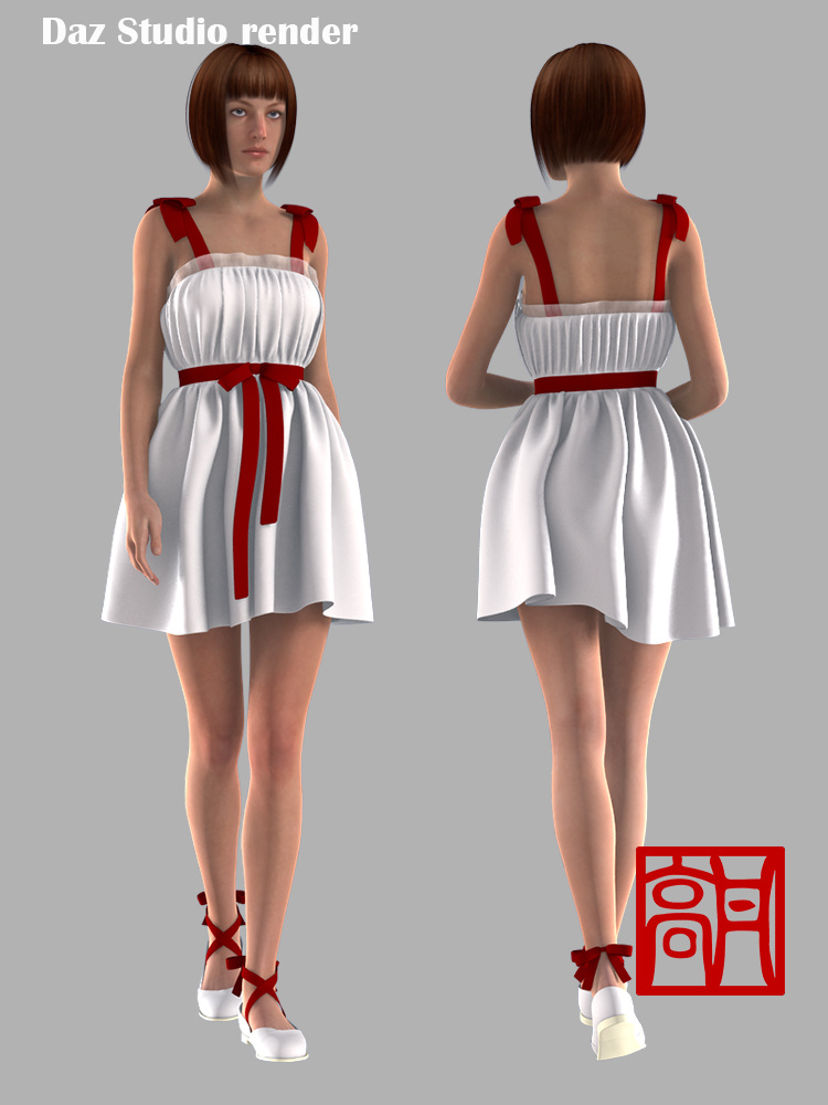 Ribbon Bow Dress G2F_DAZ3D下载站