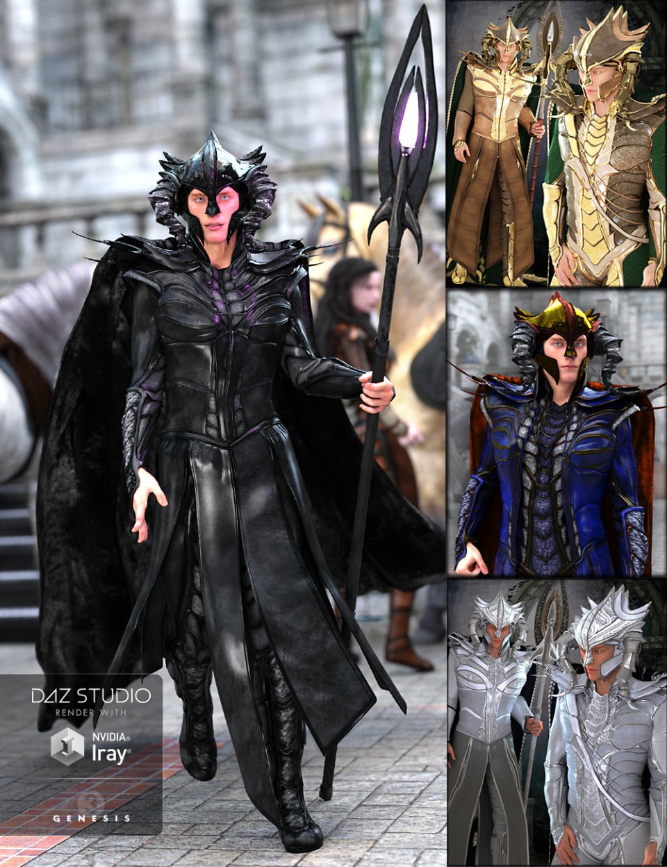 Rune Male Outfit Bundle for Genesis 3 Male(s) and Genesis 2 Male(s)_DAZ3D下载站