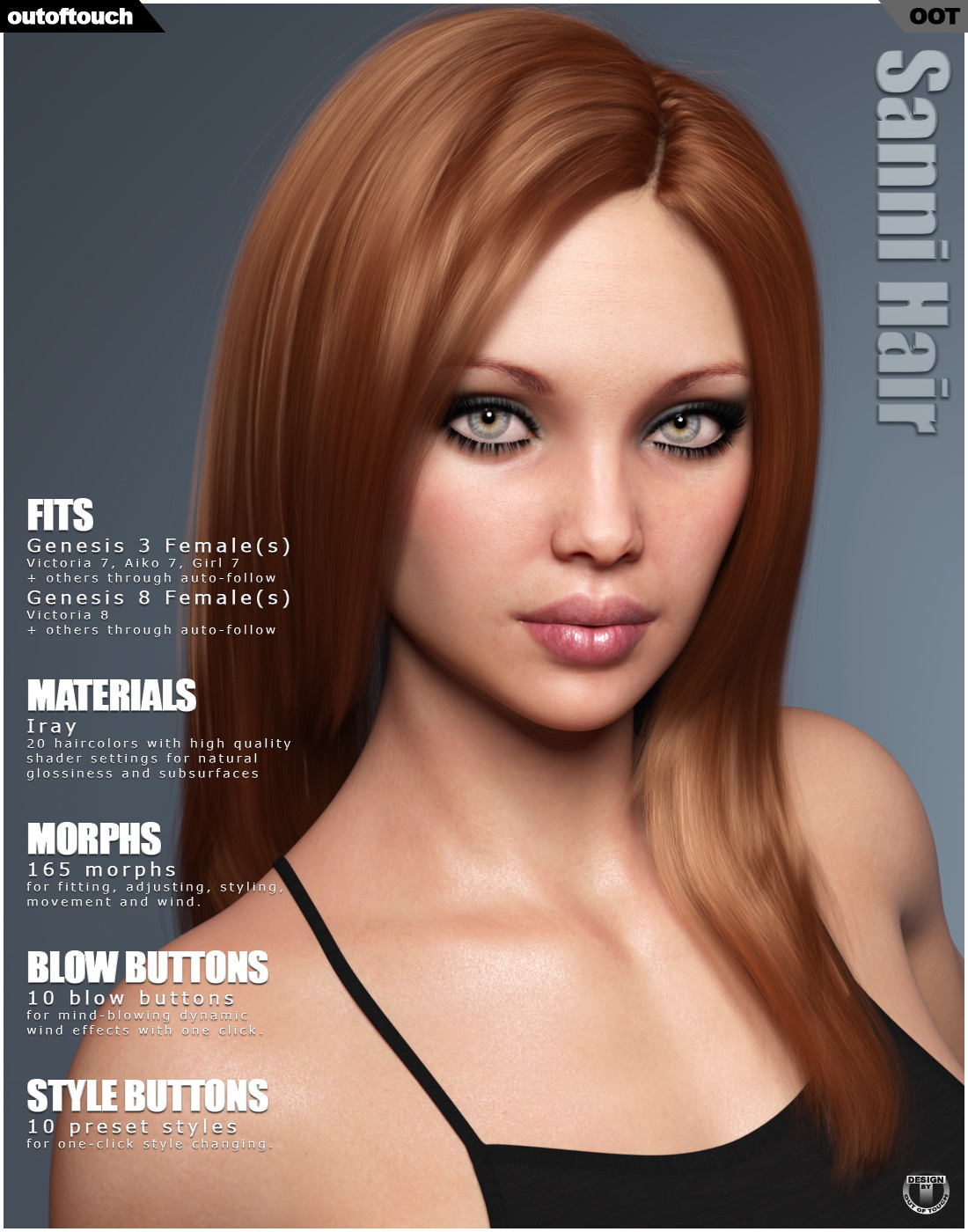 Sanni Hair for Genesis 3 and 8 Females_DAZ3D下载站