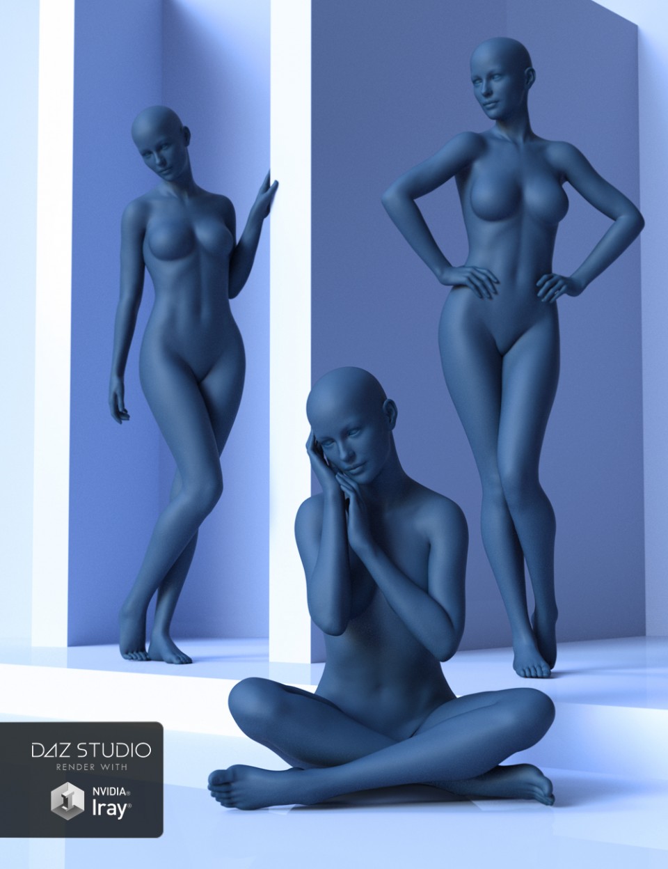 Shades of Blue Poses for Genesis 8 Female and Victoria 8_DAZ3D下载站