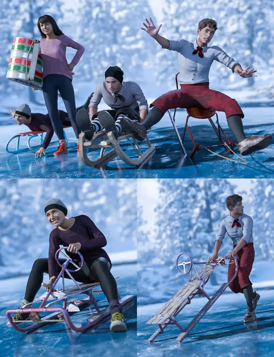 Sledding Fun for Genesis 8_DAZ3DDL
