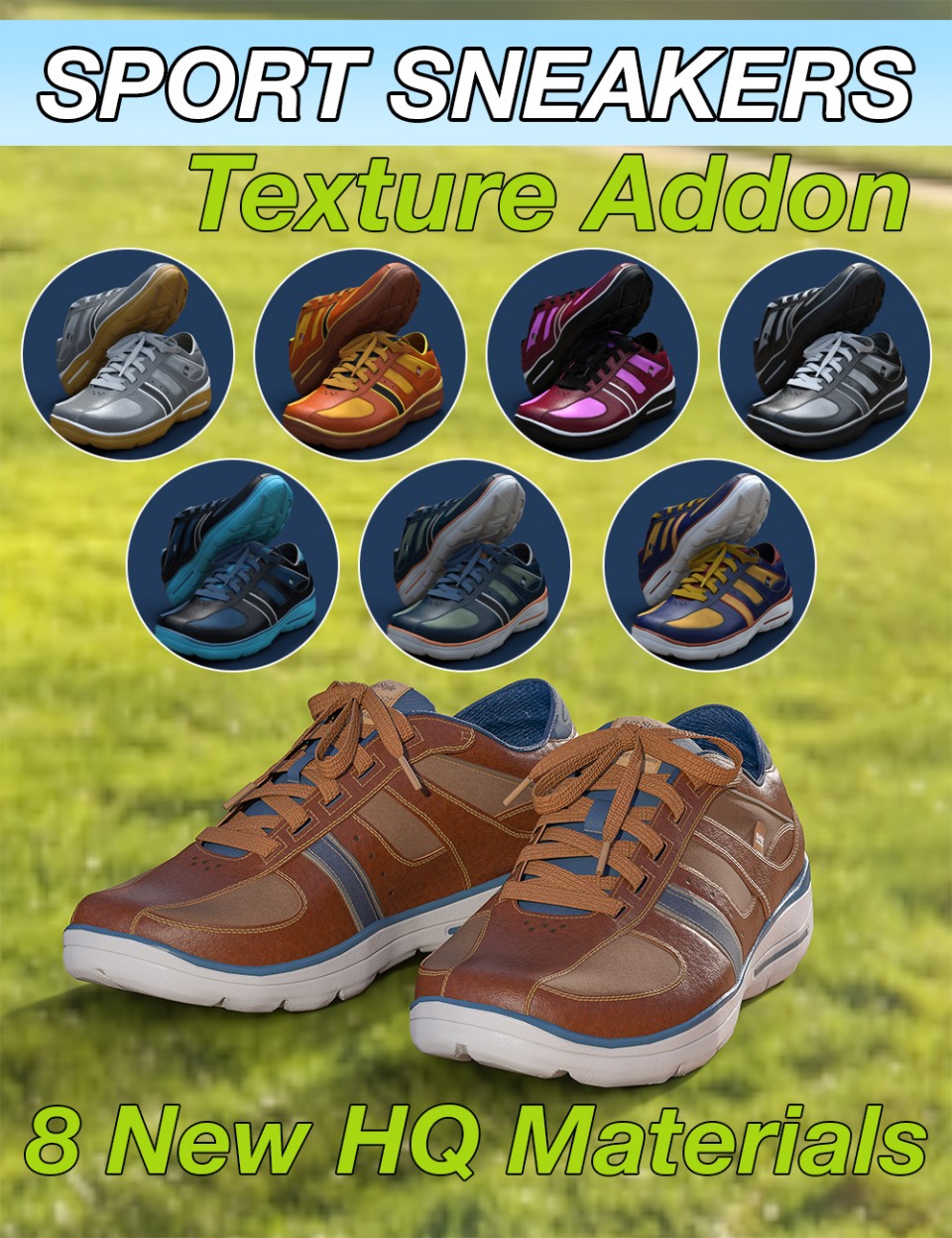 Slide3D Sport Sneakers for Genesis 3 Female(s) Texture Addon_DAZ3D下载站