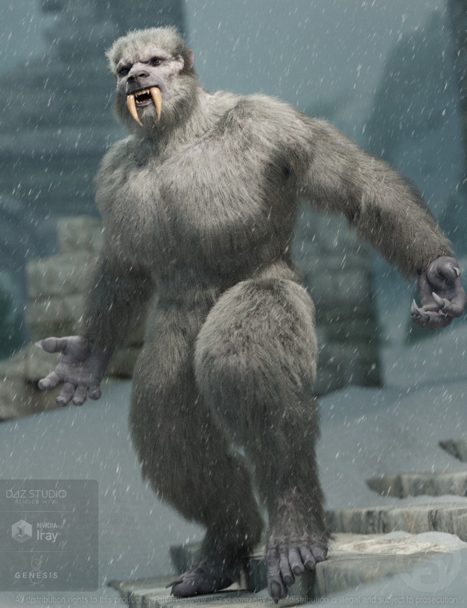 Snow Beast with dForce Hair for Genesis 8 Male_DAZ3D下载站