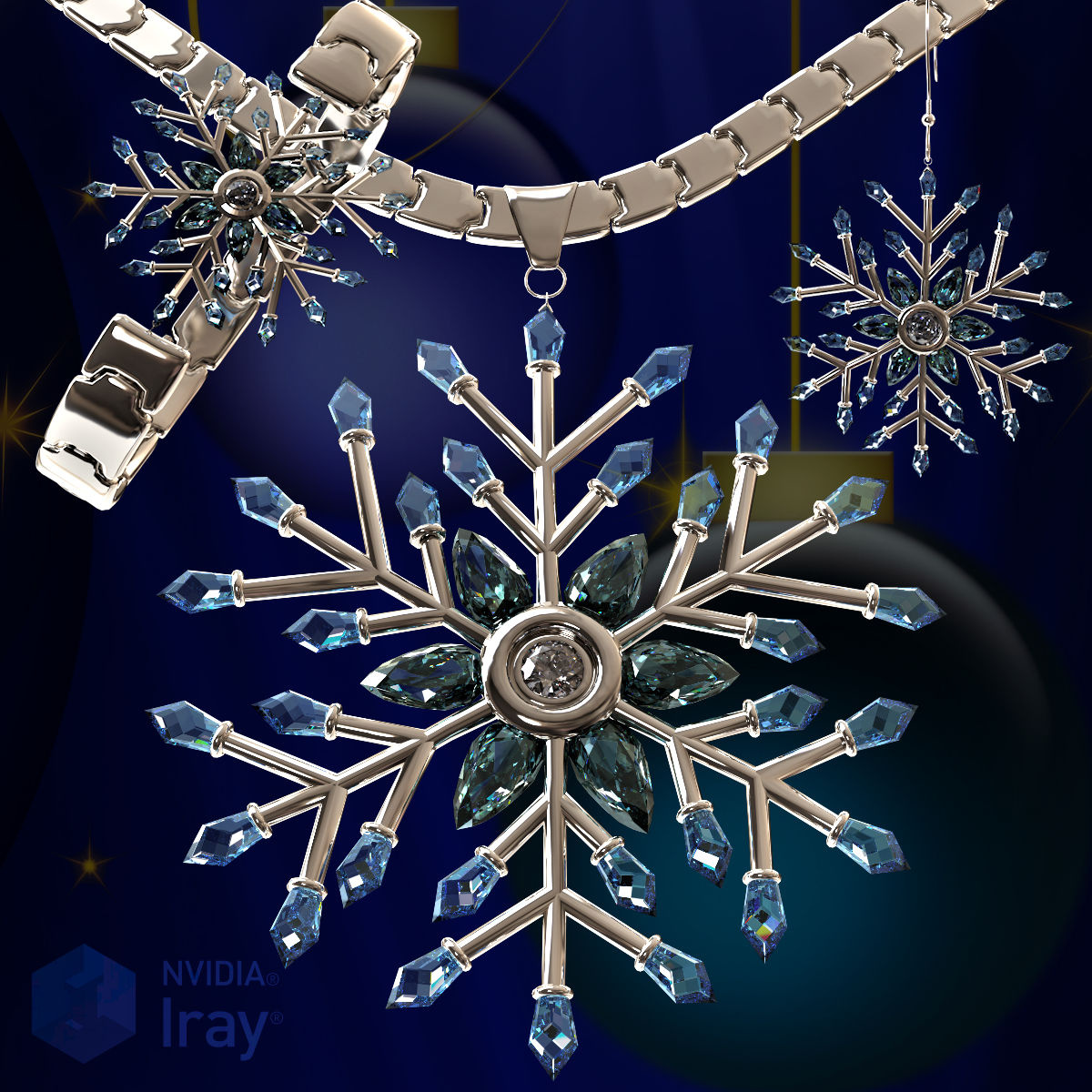 Snowflake Jewelry for Genesis 3 Female_DAZ3D下载站
