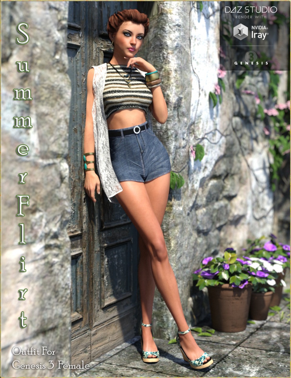 Summer Flirt Outfit for Genesis 3 Female(s)_DAZ3D下载站