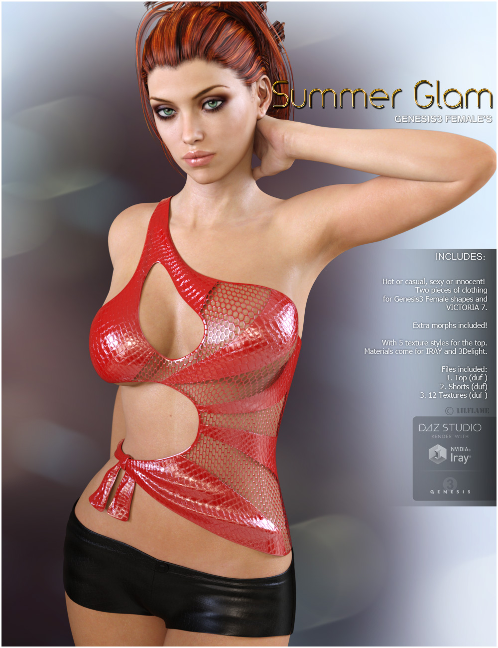 Summer Glam for Genesis 3 Females_DAZ3D下载站