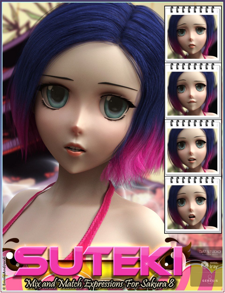 Suteki Mix and Match Expressions for Sakura 8 And Genesis 8 Female(s)_DAZ3D下载站