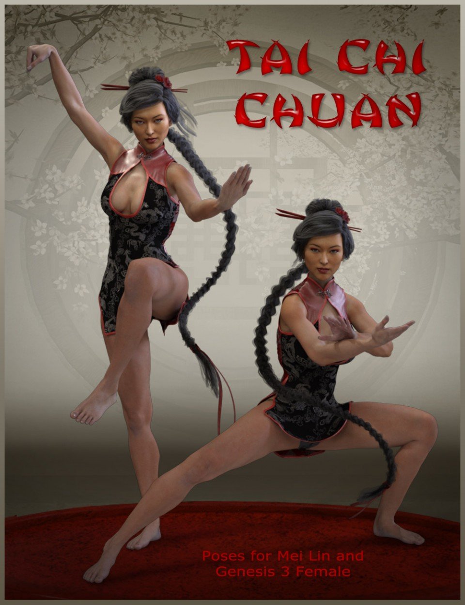 Tai Chi Chuan Poses for Mei Lin 7 and Genesis 3 Female_DAZ3D下载站