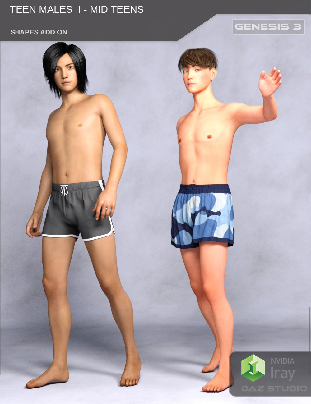 Teen Males II – Mid-Teens – Shapes for Genesis 3 Male_DAZ3D下载站