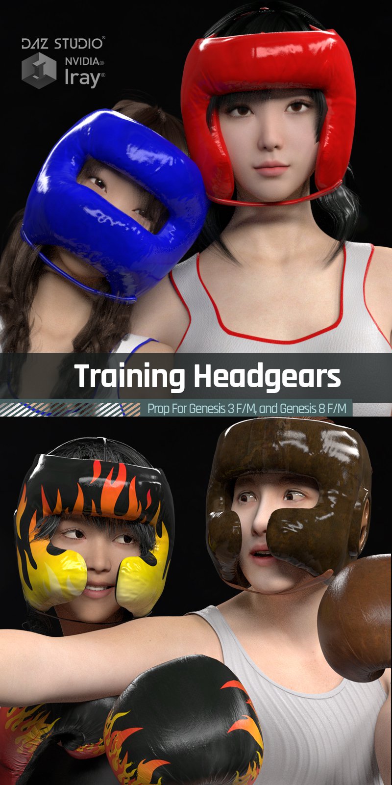 Training Headgears for Genesis 3 and Genesis 8_DAZ3D下载站