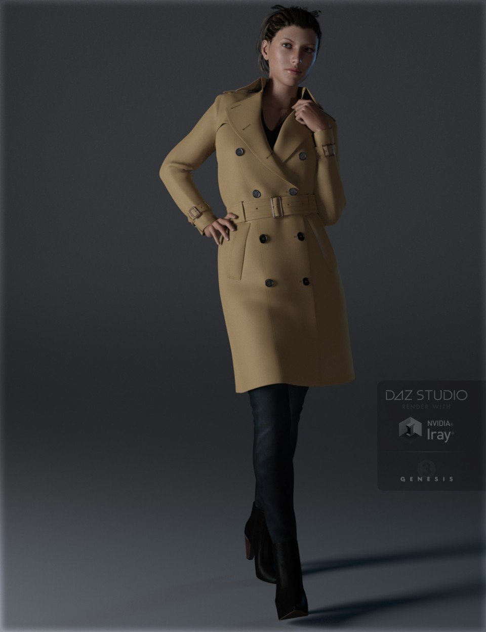 Trench Coat Outfit for Genesis 3 Female(s)_DAZ3D下载站