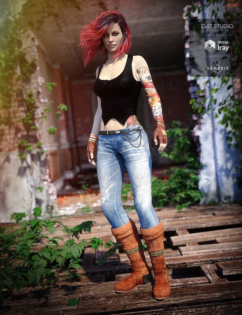 Urban Action Outfit for Genesis 8 Female(s)_DAZ3D下载站