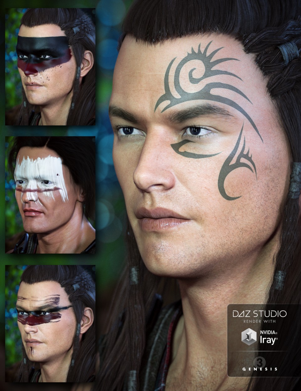 Warrior Makeups for Genesis 3 Male(s)_DAZ3D下载站