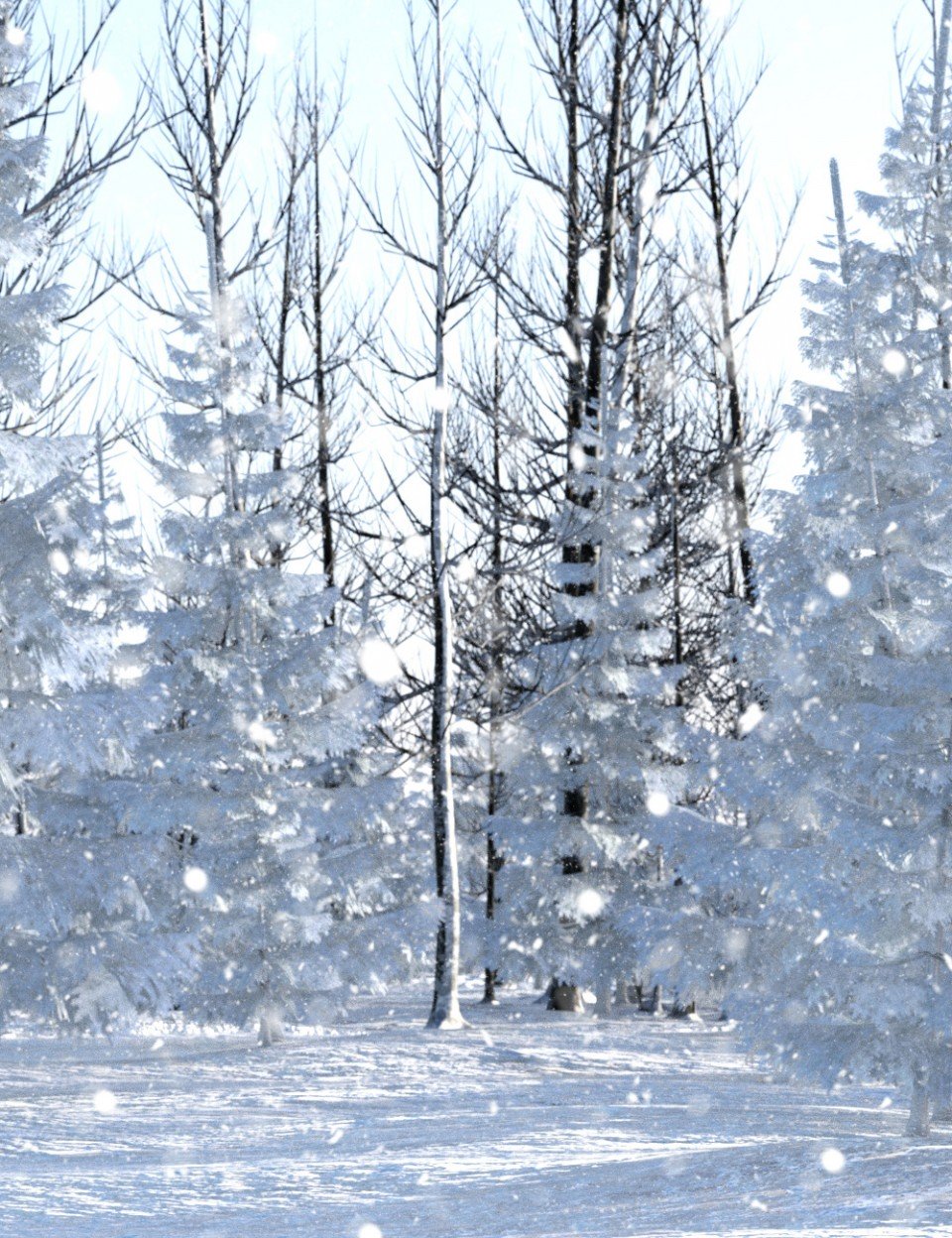 Winter Pine Forest Prop Set_DAZ3D下载站