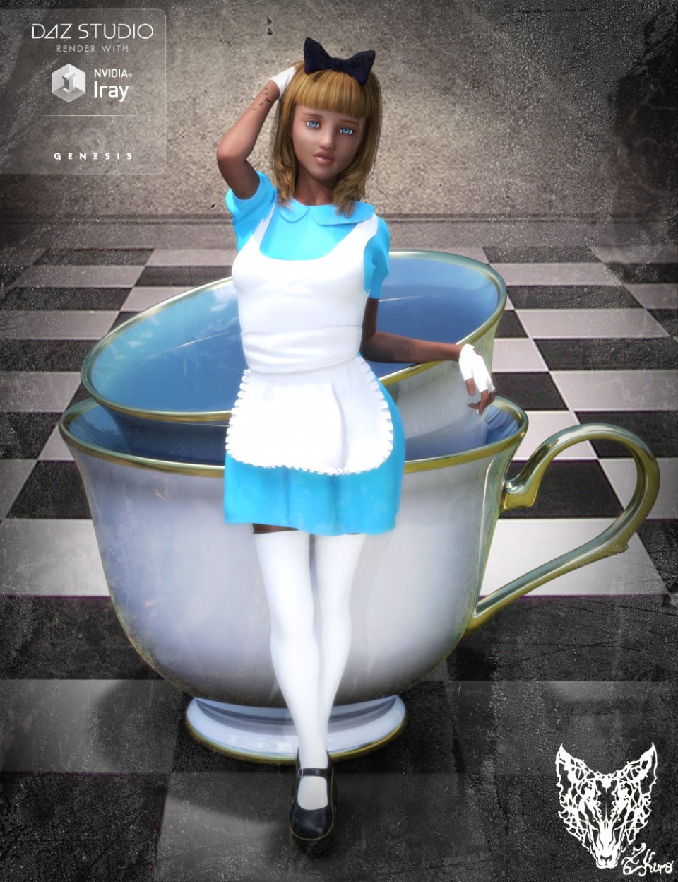 Wonderland Alice Outfit and Props for Genesis 3 Female(s)_DAZ3D下载站