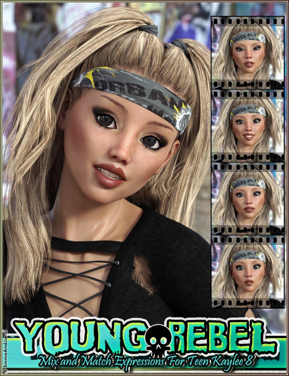 Young Rebel Mix and Match Expressions for Teen Kaylee 8 and Genesis 8 Female(s)_DAZ3D下载站