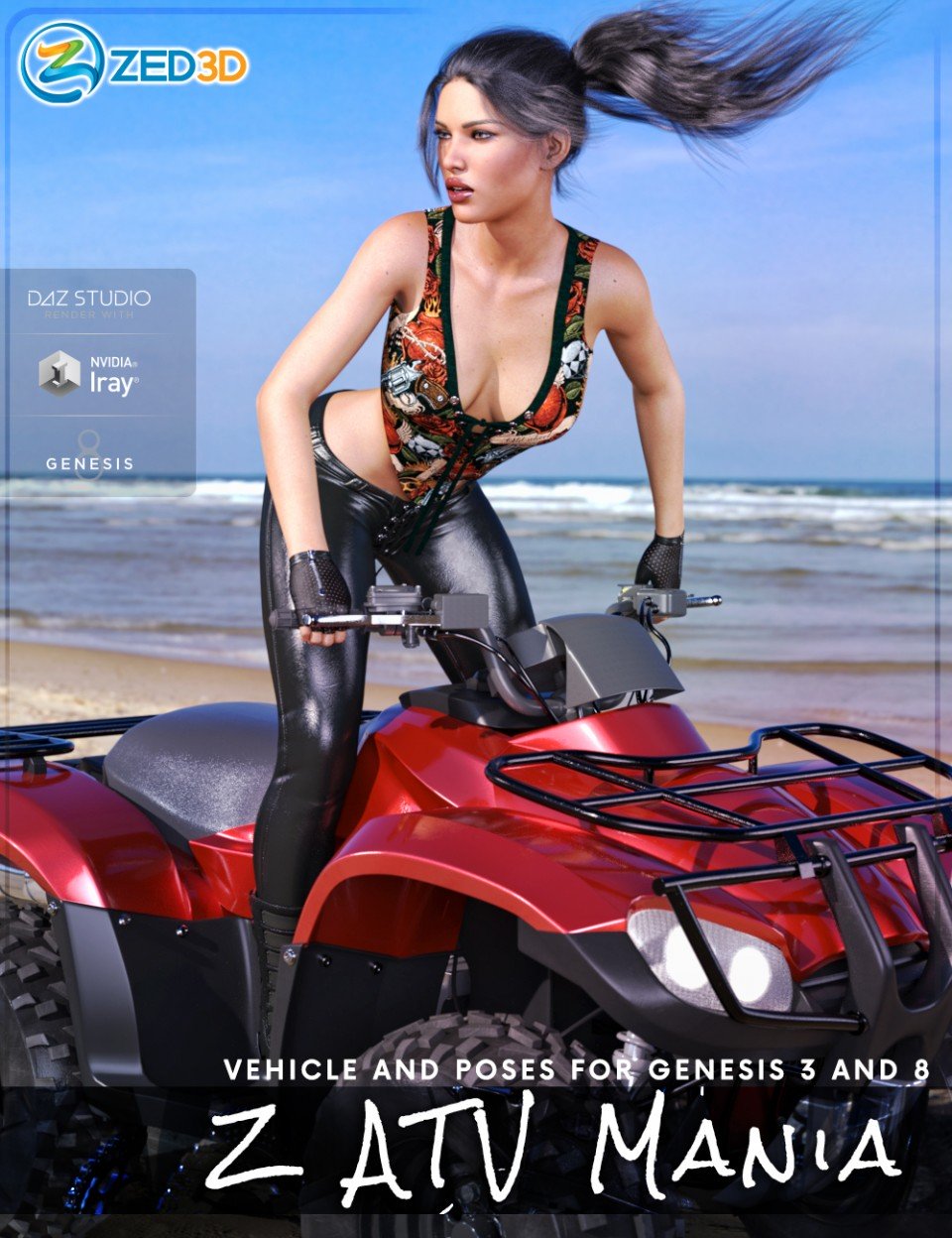 Z ATV Mania Vehicle and Poses for Genesis 3 and 8_DAZ3D下载站
