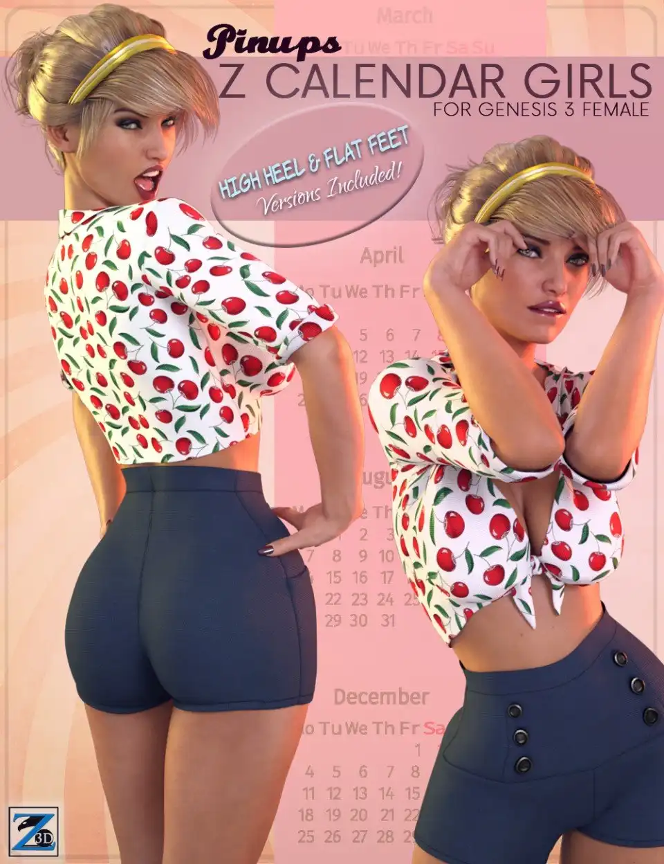 Z Calendar Girls – Poses for Genesis 3 Female_DAZ3D下载站