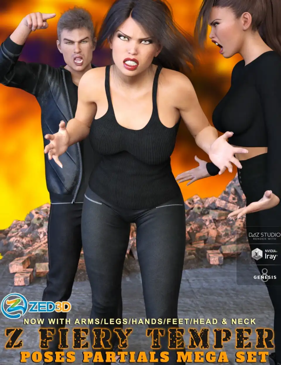 Z Fiery Temper Pose Mega Set_DAZ3D下载站