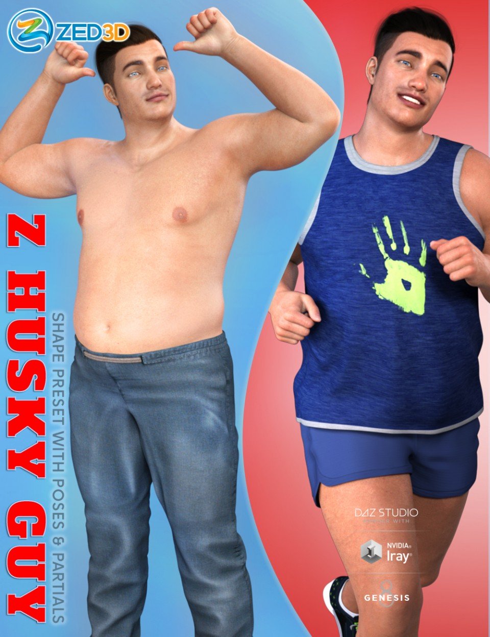 Z Husky Guy Shape Preset and Poses for Genesis 8 Male_DAZ3D下载站