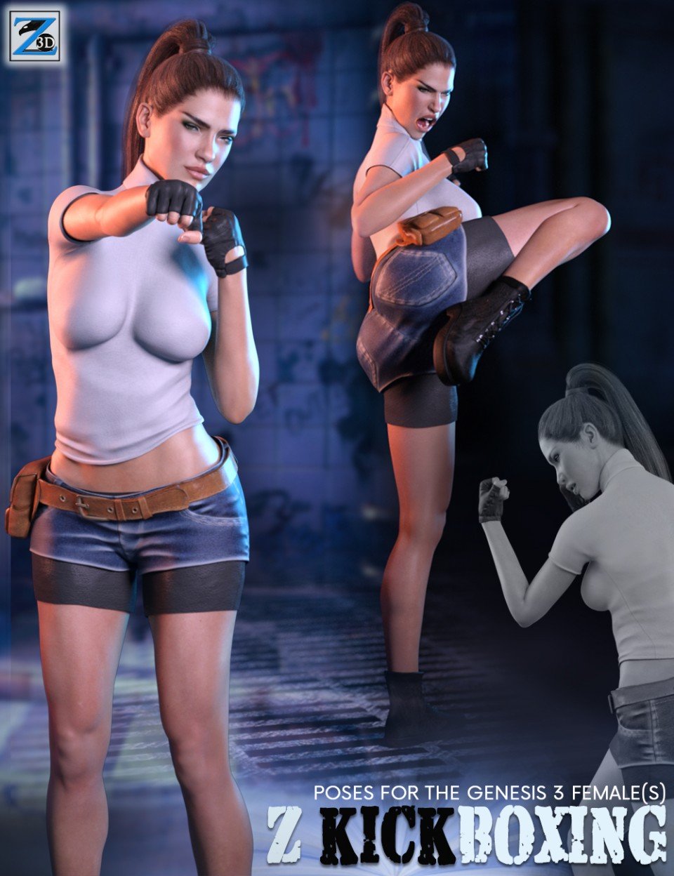Z Kickboxing – Poses for the Genesis 3 Female(s)_DAZ3D下载站