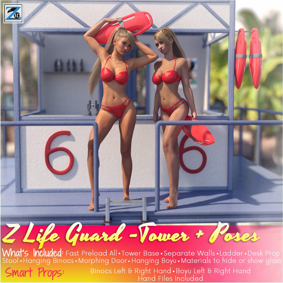 Z LifeGuard – Tower and Poses – Daz Studio_DAZ3D下载站