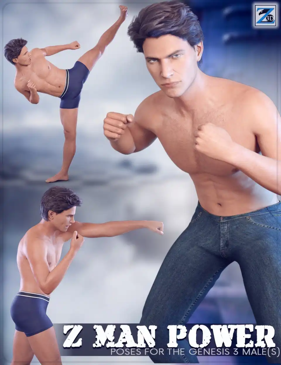 Z Man Power – Poses for the Genesis 3 Male(s)_DAZ3D下载站