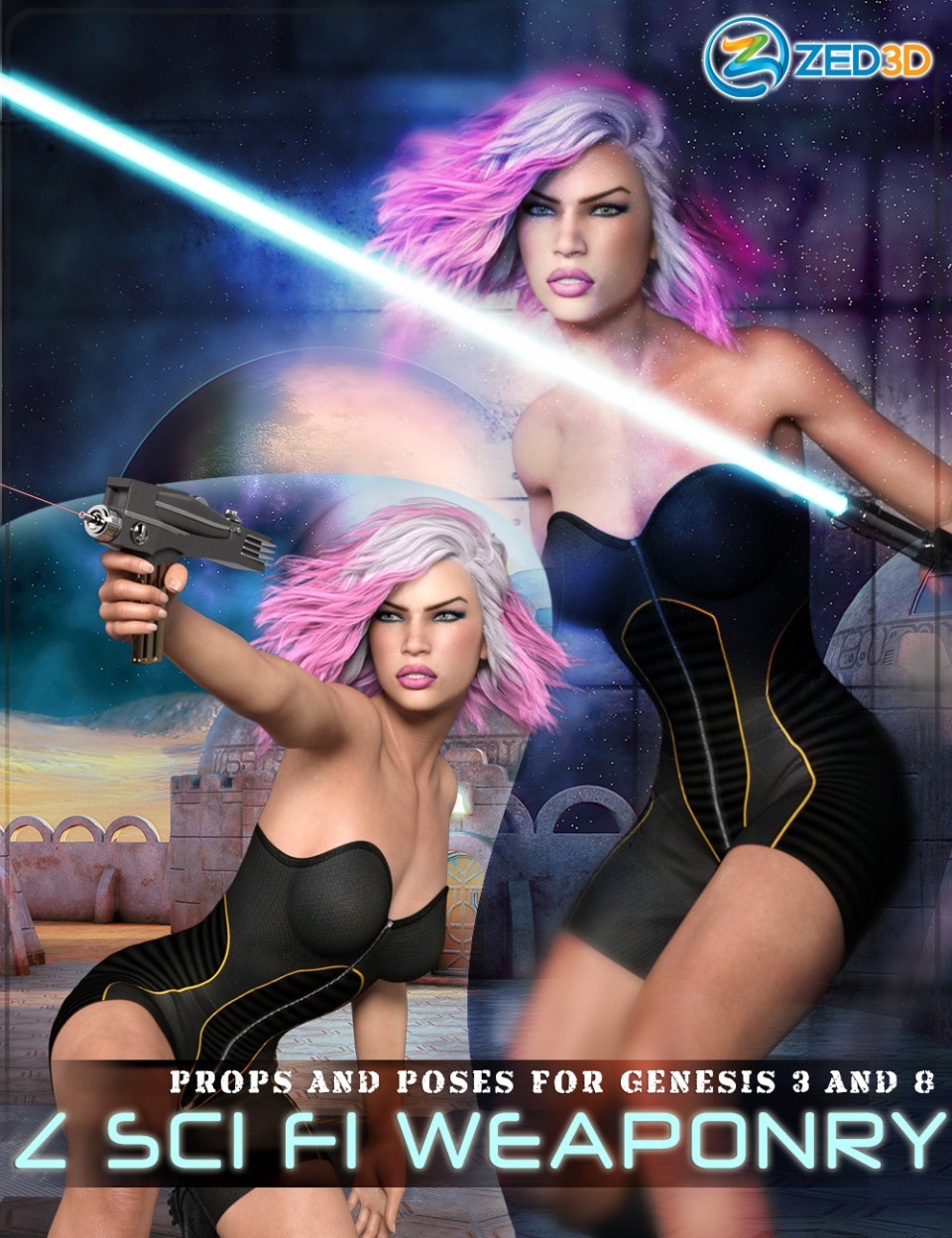 Z Sci Fi Weaponry – Props and Poses for Genesis 3 and 8_DAZ3D下载站