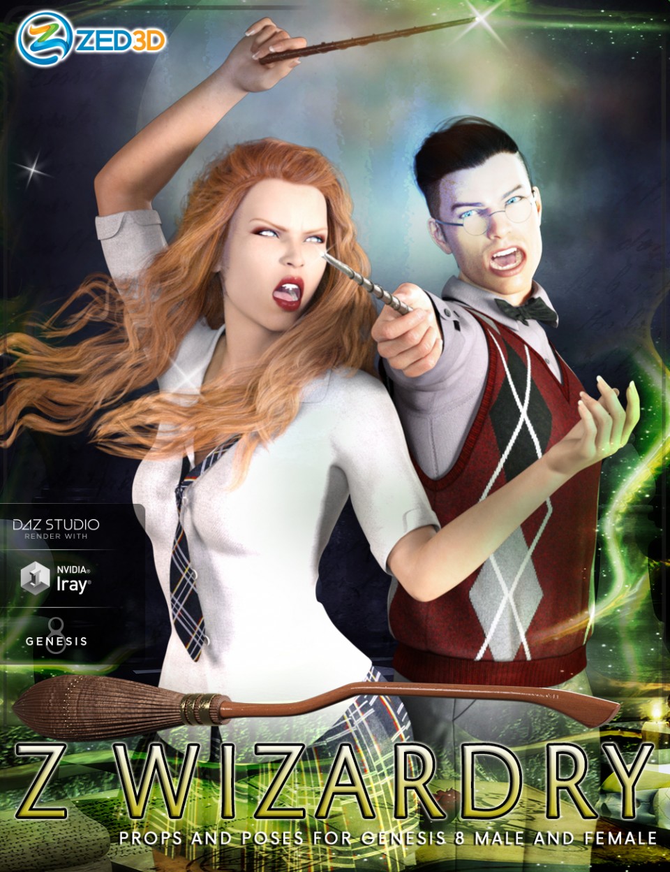 Z Wizardry – Props and Poses for Genesis 8 Male and Female_DAZ3D下载站