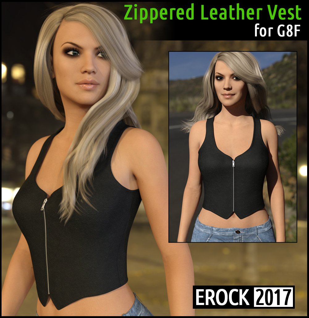 Zippered Leather Vest for G8F_DAZ3DDL