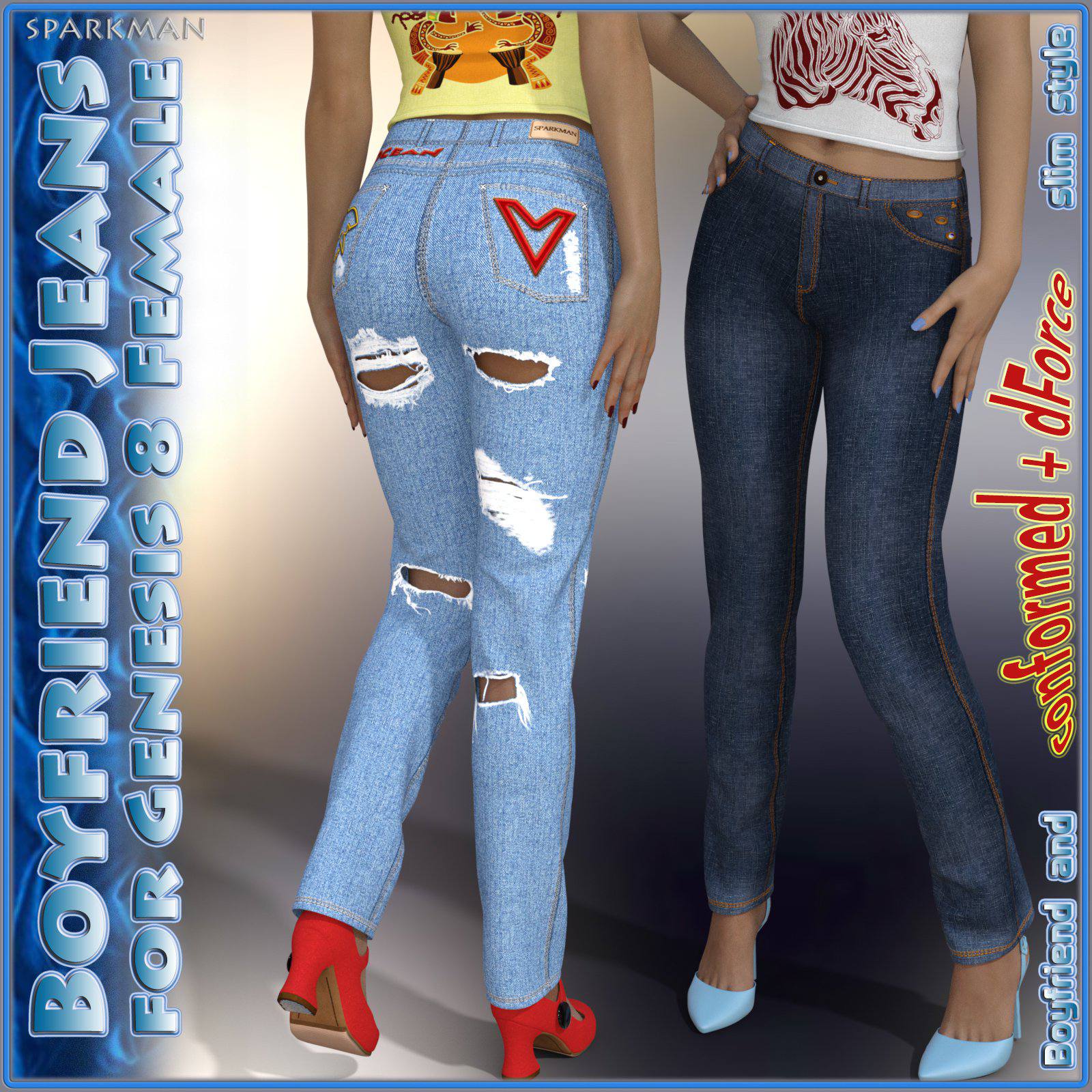 dForce Boyfriend Jeans for Genesis 8 Female_DAZ3D下载站